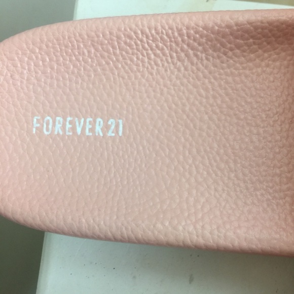 Forever 21 Pink Faux Fur-Trim Slide Sandel Sz L - Picture 4 of 8